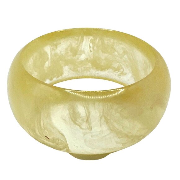 Vintage Retro Mod Bangle Bracelet Translucent Marble Swirl Lucite Off White Bold - Picture 3 of 7